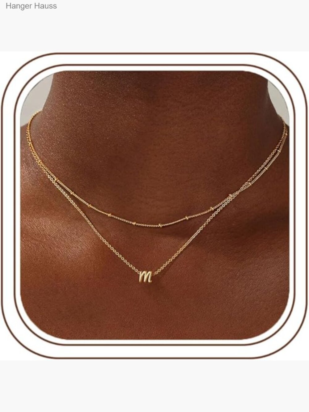 Layered Initial Necklace Set - 14K Gold Plated Adjustable Chain